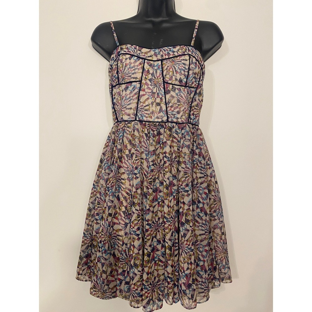 MM Couture by Miss Me Geometric Print Bustier Mini Dress XS Multi Color